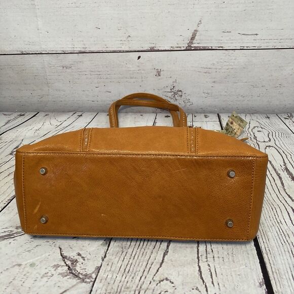 Old Trend Tan Eco Genuine Leather Dancing Bamboo Tote Chestnut Brown Hand Dyed - Picture 5 of 11